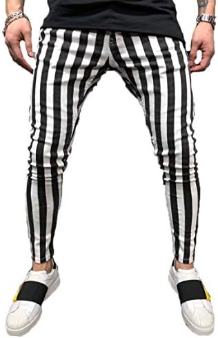 Men's Long Casual Sport Pants Slim Fit Plaid Trousers Running Joggers Sweatpants