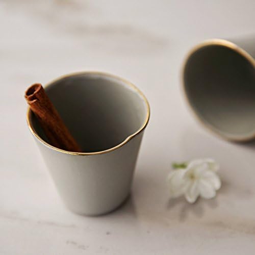 Grey porcelain and 14K gold rim small porcelain coffee, tea or dessert cups by SinD studio