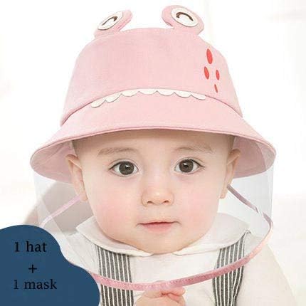 Kids Isolation Protective Hat Visor Fisherman Hat, Safety Face Shield for Children Anti-Saliva Anti-Fog Mask Anti-spitting Splash Waterproof Dust-proof (46 yards(4-12 months), Pink)