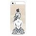 iPhone 5 Case, iPhone 5s Case, JAHOLAN Amusing Whimsical Designs Clear TPU Soft Case Rubber Silicone Skin Cover for iPhone 5/5S/SE - Henna Feather Girl