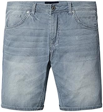 Chongfeng Fashion NEW Casual Shorts Men Cotton Striped Denim knee Length Jeans Vintage Scratched Brand Clothing ND017004 light blue 38