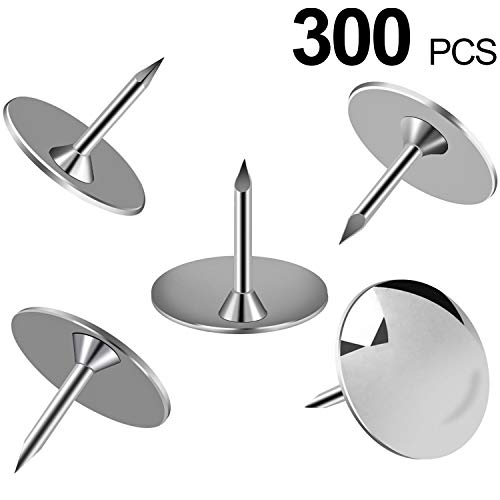 MROCO Push Pins Thumb Tacks, Steel Thumbtacks Sliver Thumb Tack flat Head Push Pin, Office Thumbtack Clear Push Pins for Cork Board for Home, School, Sharp Steel Points 3/8 Inch Head, Box of 300