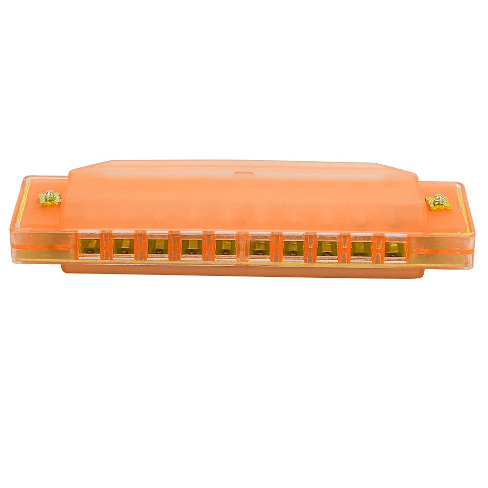 Translucent Harmonica, Odorless Plastic Harmonica for Home for School(Orange)