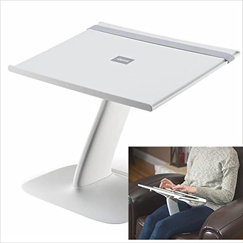 Portable Laptop Stand for Desk and Car. A Creative Space Saving Ergonomic Adjustable Laptop Computer Table, Support Holder, Riser, Rest, Or Tray (White Color)
