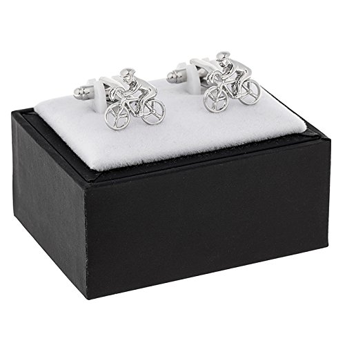 Joe Davies Novelty Cyclist Cufflinks In Polished Stainless Steel By Equilibrium (279763)