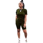 TOPSRANI Womens Two Piece Outfits Bodycon Tracksuit Sweatsuits Print Jogger Biker Workout Lounge Pajamas Shorts Pant Set