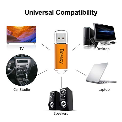 USB Flash Drive 32GB Pendrive 5PCS, Bosexy Capped Blank Memory Stick Multicolour