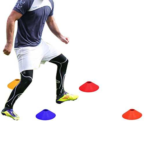 GSI 2 inch high Disc Cones Soccer Cones with Stand for Agility Training, Football, Soccer, Field Cone Markers - Pack of 50