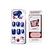 Kiss Products Impress Blue Gel Nails with Red & White Design Accents, Race