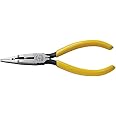 Klein Tools VDV026-049 Crimping Long Nose Pliers With Curved Handles, Grooved Jaws and Induction Hardened Steel