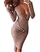 Allegrace Women Sexy Wrap V Neck Long Sleeve Stretch Bodycon Party Bandage Dresses