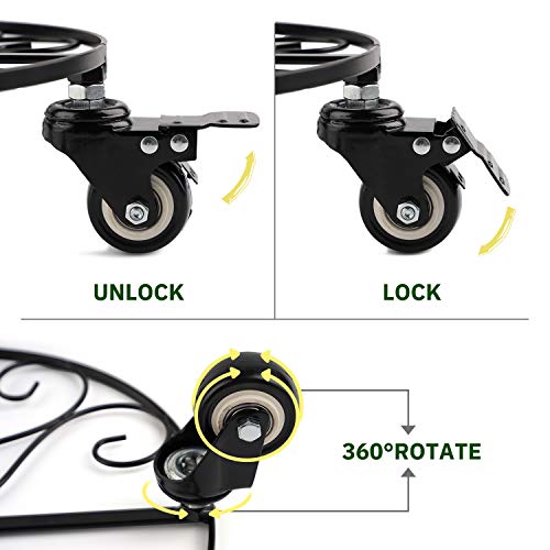 HOMENOTE Metal Plant Caddy, 13.5” Plant Stand with Wheels for Large