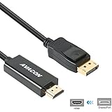 DisplayPort to HDMI 6 Feet Gold-Plated Cable, Avacon Display Port to HDMI Adapter Male to Male Black