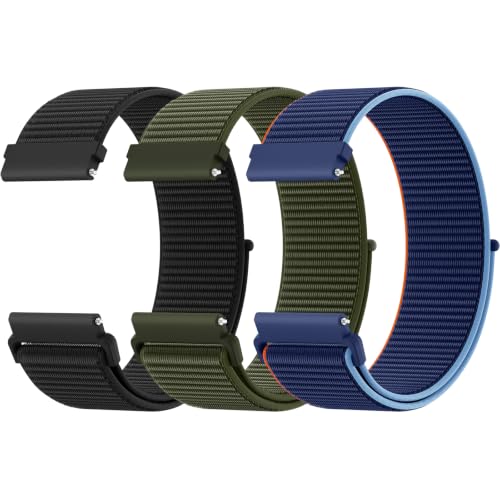 Higgs 22mm Nylon Strap Compatible with Xiaomi Redmi Watch 5 Active/5 Lite | 3 Pack Straps 22 mm, Breathable and Elastic with Velcro Adjustment, Soft, for Amazfit Gtr 4/3/3 Pro/Gtr 2e/Garmin Venu 2/3