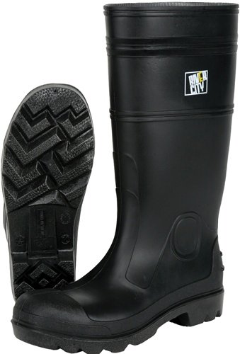 MCR Safety PBS1206 Waterproof PVC Men's Knee Boot with Steel Toe, Black, Size 6, 1-Pair