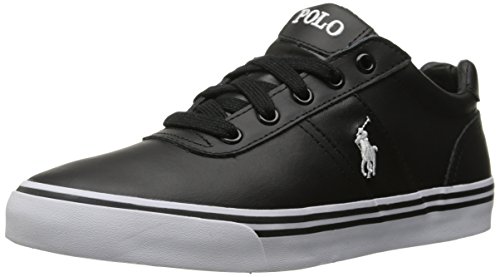 Polo Ralph Lauren Men's Hanford Sneaker, Black Leather, 12 D US