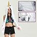 SZTOPFOCUS Silly Unicorn Hat For Women Animal Hood Scarf Mittens Novelty Faux Fur Hoodie Dresses Unicorn White Rave Hat (White Unicorn)