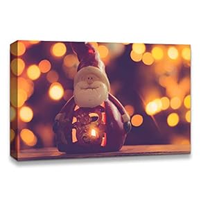 Canvas Wall Art Christmas Santa Claus Decor Painting Artwork for Home Prints Framed - 12x18 inches