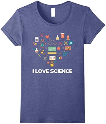 Womens I Love Science T-Shirt Small Heather Blue