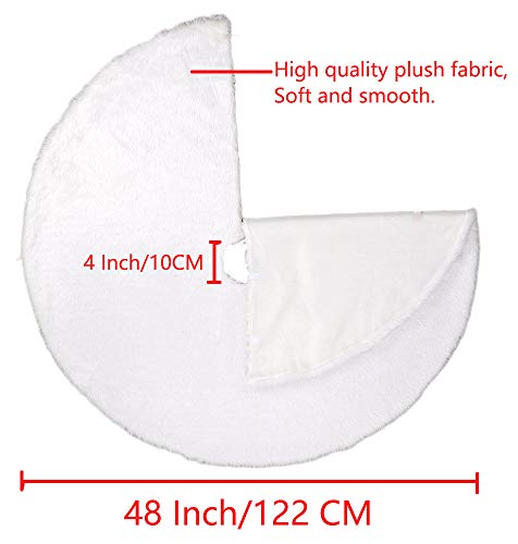 AISENO 48 Inch Christmas Tree Plush Skirt Decoration for Merry Christmas Party Faux Fur Christmas Tree Skirt Decorations