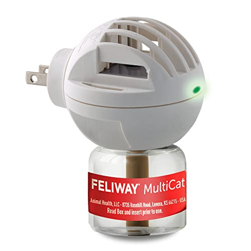FELIWAY MULTICAT 30 DAY CAT CALMING PLUG IN PHEROMONE DIFFUSER STARTER KIT, 48ML – HELPS REDUCE CONFLICTS AND SIGNS OF TENSION IN MULTI-CAT HOUSEHOLDS