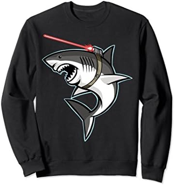 Unisex Shark with Laser Beam Graphic SweatShirt XL: Black