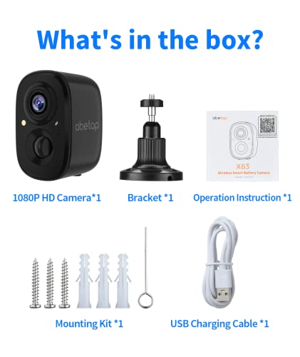 Outdoor Security Camera, Wireless Outdoor Camera Full-Color Night Vision, AI & PIR Motion Detection, Battery Powered Security Camera Wireless Outdoor, 1080P HD Security Camera, 2-Way Audio (Black)