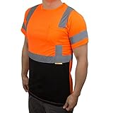 NY BFS8511 High-Visibility Class 3 T Shirt with Moisture Wicking Mesh Birdseye, Black Bottom (2X, Orange)