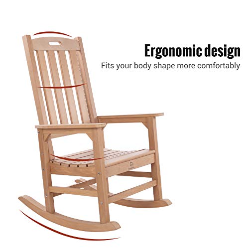 Outdoor/Indoor Rocking Chair with 350lbs Weight Capacity, OT QOMOTOP