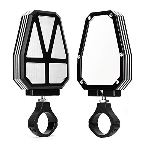 2PCS 1.75" UTV Side View Mirror Aluminium Alloy Rear View Mirror for Polairs RZR 1000 XP (Black)