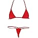 iEFiEL Women Micro G-String Bikini 2 Piece Sliding Top Thong Small Bra (Red)