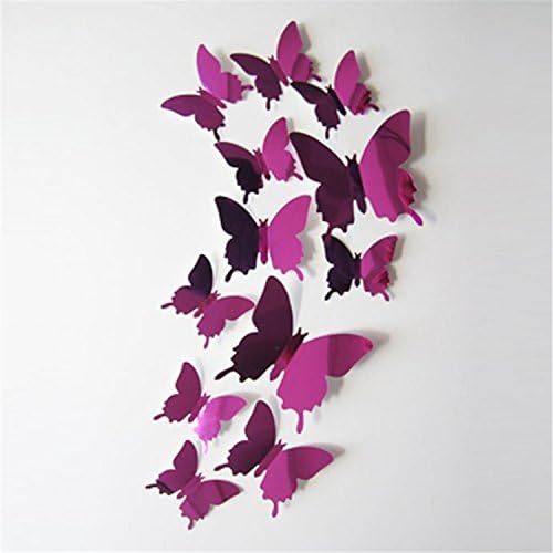 HongXander 3D Mirror Wall Art Wall Stickers Decal Butterflies Home Decors (Hot Pink)