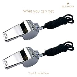 BEADNOVA Stainless Steel Whistles with Lanyard