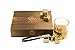 Whiskey Stones - Set of 8 Titanium Gold Plated Stainless Steel Chilling Rocks Stored In A Premium Handmade Quality Wood Gift Box - Velvet Freezing Bag And Tong Included