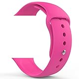 New Apple Watch Band, Chumei Soft Silicone Sporty Replacement Wristband Bracelet Strap Band iWatch Series 1 Series 2 Series 3 Sports Edition (38MM S/M Barbie Pink)