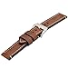 Brown 24mm Genuine Leather Wristwatch Watch Band Oil Tan Vintage Watchband for Men with Stainless Buckle