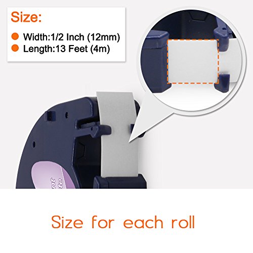 8-Roll DYMO LetraTag Refills Clear Transparent Plastic Tape Compatible with DYMO Label Maker, 12mm x 4m 1/2 Inch x 13 Feet (16952) - Thumbnail 2