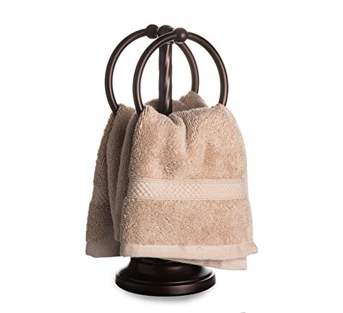 AMG and Enchante Accessories Free Standing Fingertip Hand Towel Ring Modern Spiral Holder Tree Rack, TT100002 ORB, Oil Rubbed Bronze - Thumbnail 2