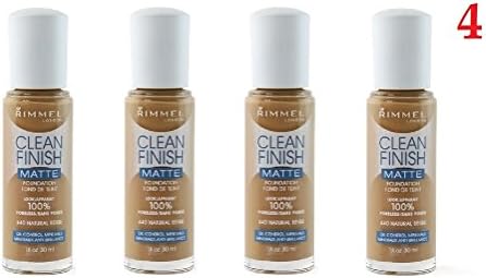 (Pack of 4) - Rimmel Clean Finish MATTE Foundation, 440 Natural Beige - 1fl oz/ 30ml
