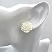 Large Rose Earrings on Plastic Posts for Metal Sensitive Ears, Winter White
