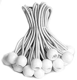 eHomeA2Z Ball Bungee White Heavy Duty 25 Pack Weather Resistant 5mm Thick for Camping Tarp Cargo Tent (25, 6-inch)