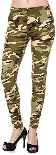 Women Stripe Tribal Navajo Chevron Camo Leggings Printed Skinny Pants (Camo Khaki)OS