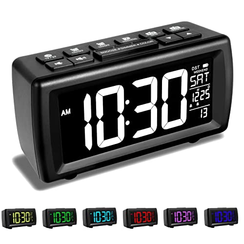 AZUTTA Digital Alarm Clock Radio 7 Display Colors Adjustable, 5