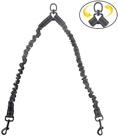 Ska Direct Dual Dog Leash Tangle Free - Bungee Dog Leash Coupler and Double Dog Walker, 360°Swivel No Tangle Dog Walking &amp; Training Splitter Leash, Comfortable Shock Absorbing Reflective Lead