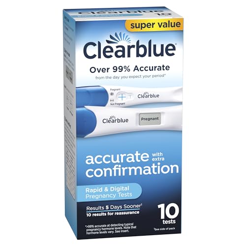 CLEARBLUE PREGNANCY TEST COMBO PACK, 10CT – DIGITAL WITH SMART COUNTDOWN & RAPID DETECTION – SUPER VALUE