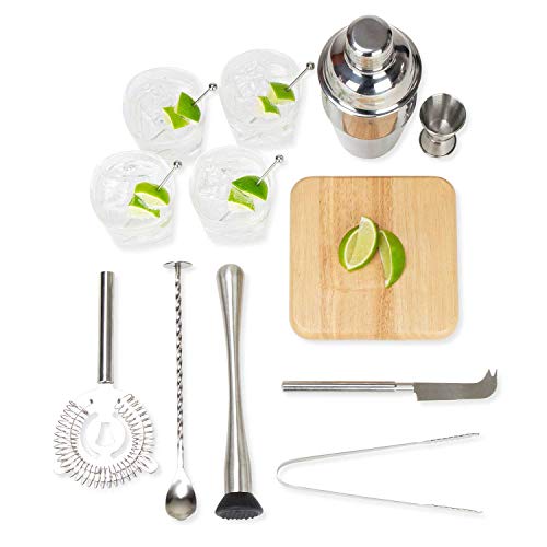 Atterstone 17-Piece Premium Travel Cocktail Set, Portable Bar-Ware Box Kit for Bartenders and Mixologists, Complete Bar Tool Accessories Kit for Hosting Serving and Entertaining