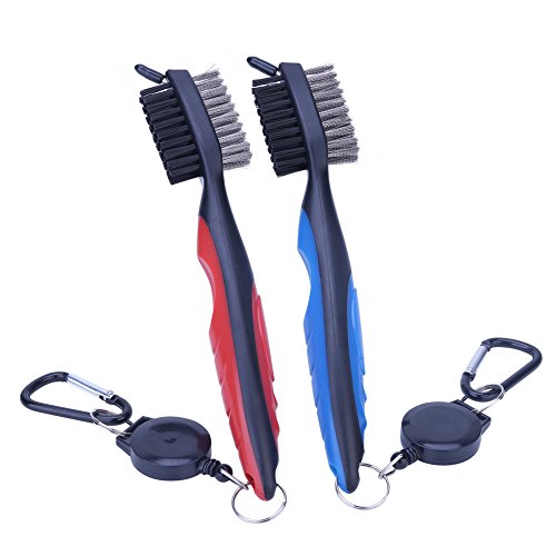 YiwerDer Golf Brush and Club Groove Cleaner by in 6 Different Colors and Packs For Golf Shoes/Golf Club/Golf/Golf Groove/w 2 Ft Retractable Zip-Line Aluminum Carabiner Easily Attaches to Golf Bag