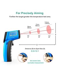 RISWOJOR   Termómetro digital de infrarrojos con láser, anticontacto, para cocina, cocina, horarios domésticos, aire