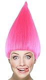 Trolls Hair Wigs w/ Wig Cap Cosplay Costume Party Halloween Colorful Pink Hairpiece for Men,Women