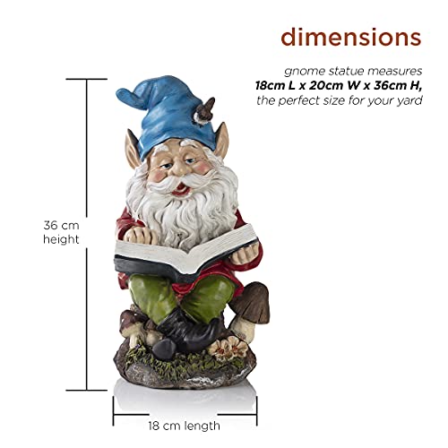 Alpine Gnome Reading a Book Statue, 14 Inch Tall Pricepulse